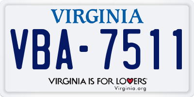 VA license plate VBA7511
