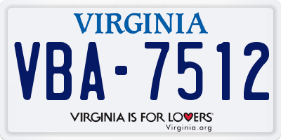 VA license plate VBA7512