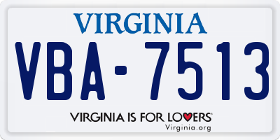 VA license plate VBA7513