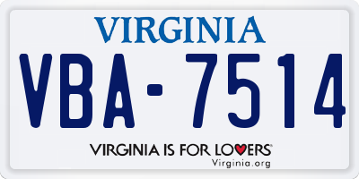 VA license plate VBA7514