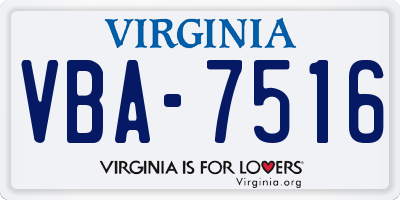 VA license plate VBA7516