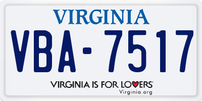 VA license plate VBA7517