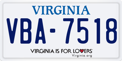VA license plate VBA7518