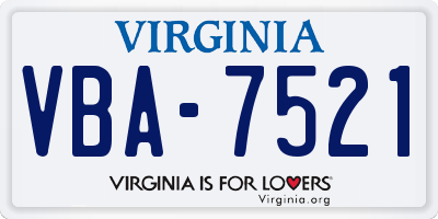 VA license plate VBA7521