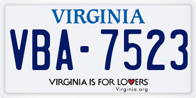 VA license plate VBA7523