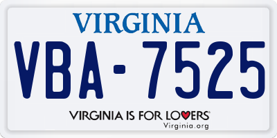 VA license plate VBA7525