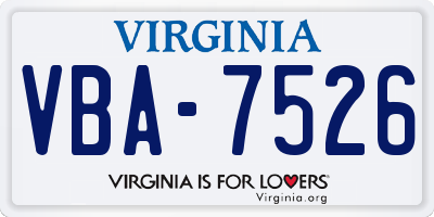 VA license plate VBA7526