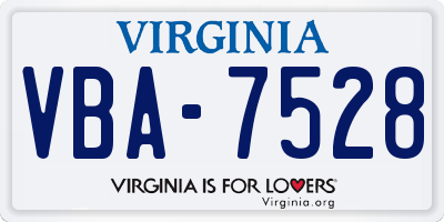 VA license plate VBA7528