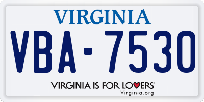 VA license plate VBA7530