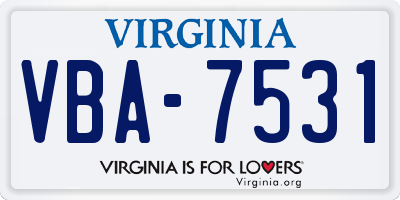 VA license plate VBA7531
