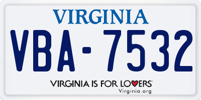 VA license plate VBA7532