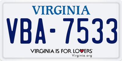 VA license plate VBA7533