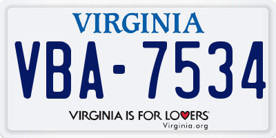 VA license plate VBA7534