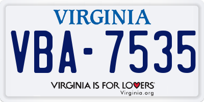 VA license plate VBA7535