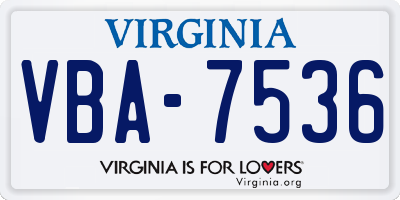 VA license plate VBA7536