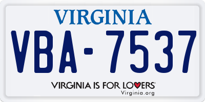 VA license plate VBA7537