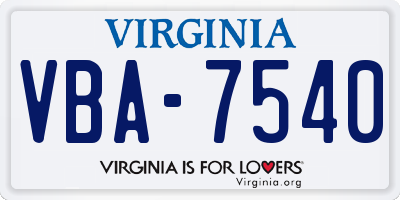 VA license plate VBA7540