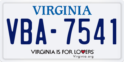 VA license plate VBA7541