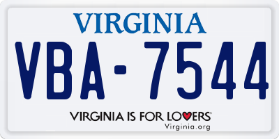 VA license plate VBA7544