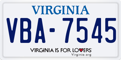 VA license plate VBA7545