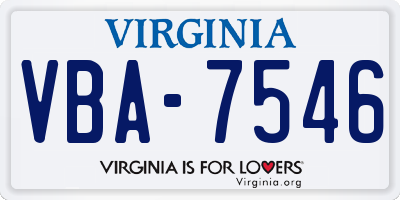 VA license plate VBA7546