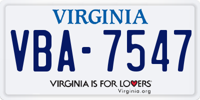 VA license plate VBA7547