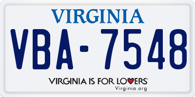 VA license plate VBA7548
