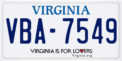 VA license plate VBA7549