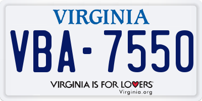 VA license plate VBA7550