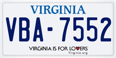 VA license plate VBA7552