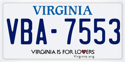 VA license plate VBA7553
