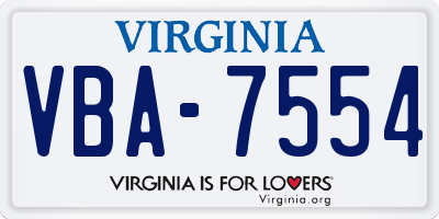 VA license plate VBA7554