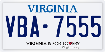 VA license plate VBA7555