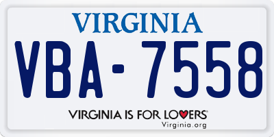 VA license plate VBA7558