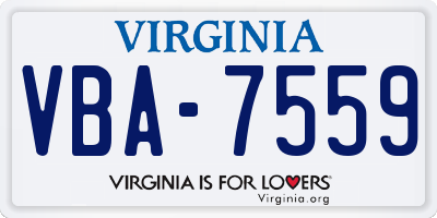 VA license plate VBA7559