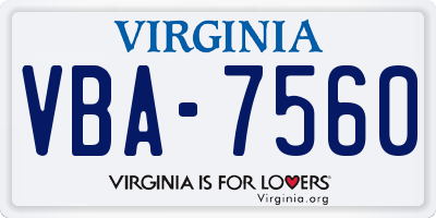 VA license plate VBA7560