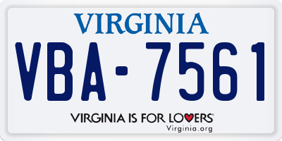 VA license plate VBA7561