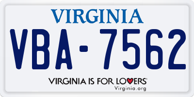 VA license plate VBA7562