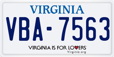 VA license plate VBA7563
