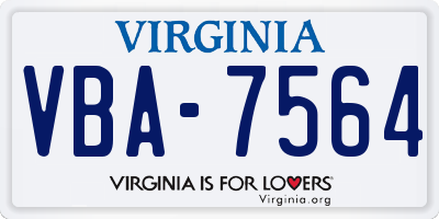 VA license plate VBA7564