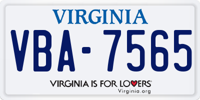 VA license plate VBA7565