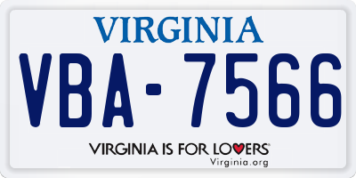 VA license plate VBA7566