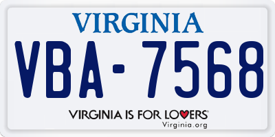 VA license plate VBA7568