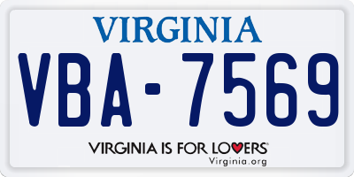 VA license plate VBA7569