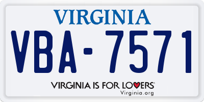 VA license plate VBA7571
