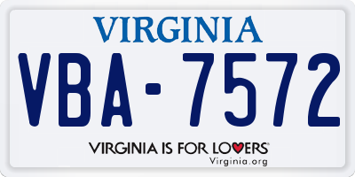 VA license plate VBA7572