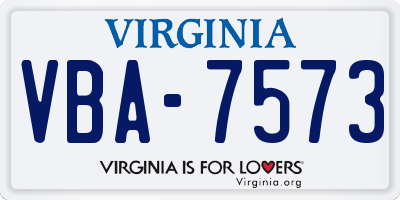 VA license plate VBA7573