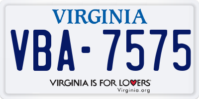 VA license plate VBA7575