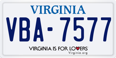VA license plate VBA7577