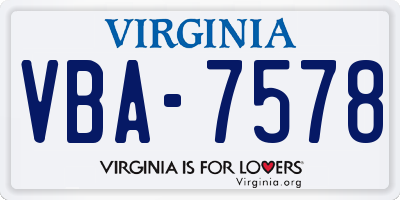 VA license plate VBA7578